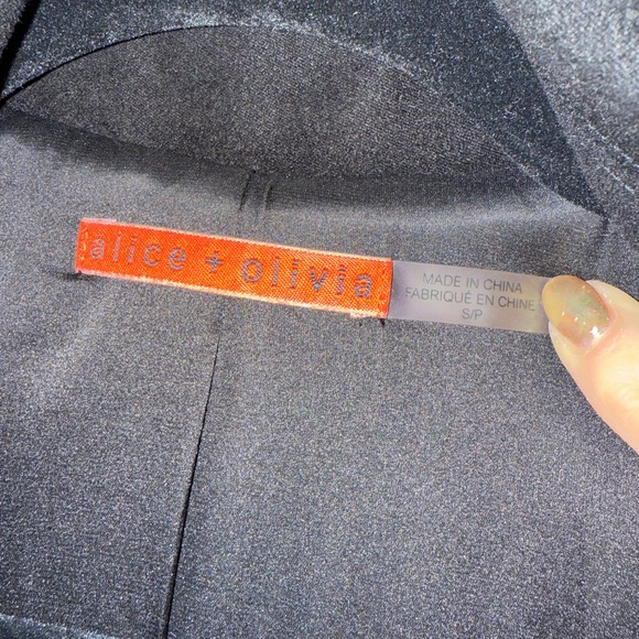 alice + olivia long coat with leather sleeves Small - Picture 4 of 5